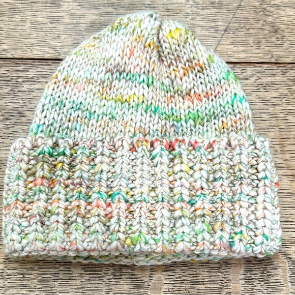 Madewell Chunky Cuffed Beanie Stocking Hat Marled Antique Cream Confetti - Picture 3 of 13